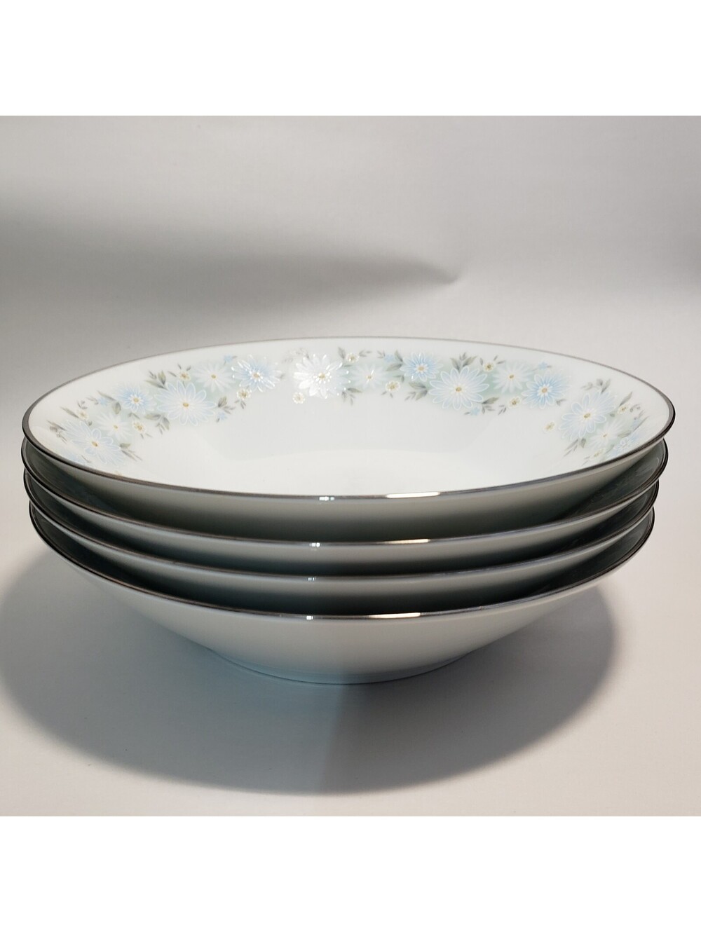 Vintage Noritake Fine Bone China Soup Bowls QTY 4 Blue Charm Cereal